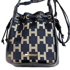 H by Halston Black and Tan Shoulder Bag